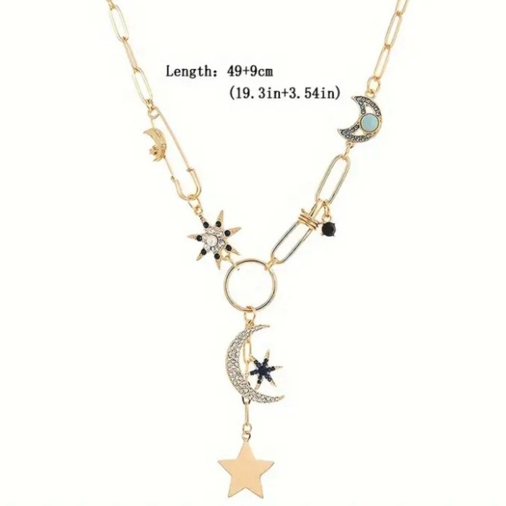 🔵 Celestial Paper Clip Fashion Necklace - Picture 4 of 9